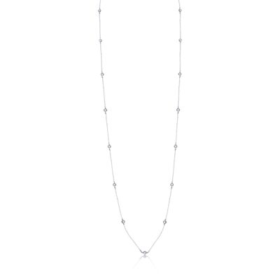 Lange Halskette mit Lünette - Weiß