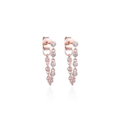 Pendientes mini cadena - Rosa