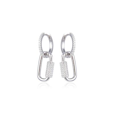 Padlock hoop earrings - White