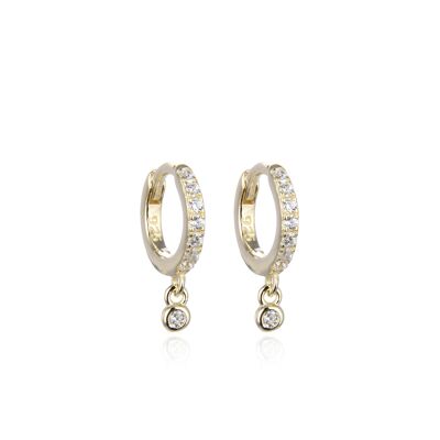 10mm bezel set mini hoop earrings - Yellow