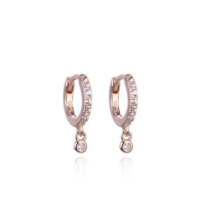 10mm bezel set mini hoop earrings - Pink