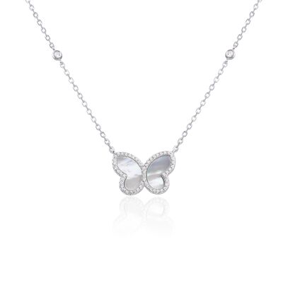 Collier papillon nacre - Blanc