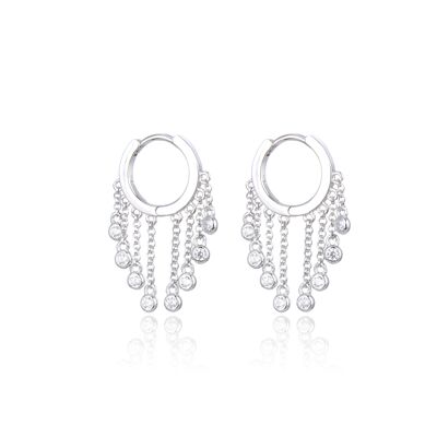 Multi chain hoop earrings - White