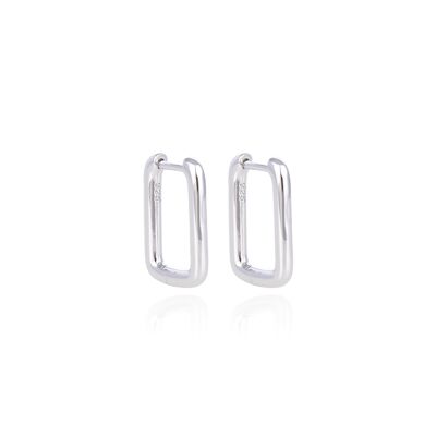 Smooth rectangular hoop earrings - White