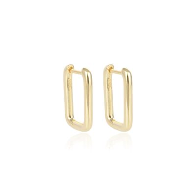 Smooth rectangular hoop earrings - Yellow