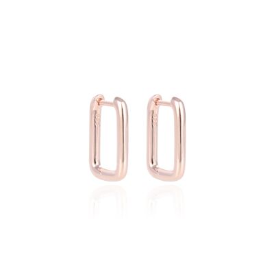Smooth rectangular hoop earrings - Pink