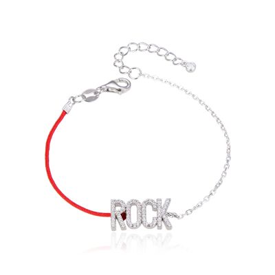 ROCK half-cord half-chain bracelet - White