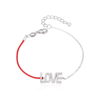 Half-cord half-chain LOVE bracelet - White