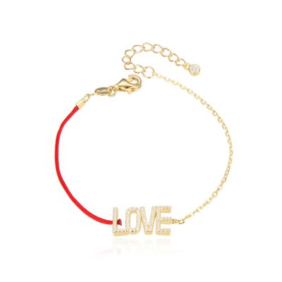 Half-cord half-chain LOVE bracelet - Yellow