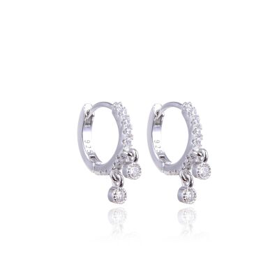 Hoop earrings with 2 tassels -1