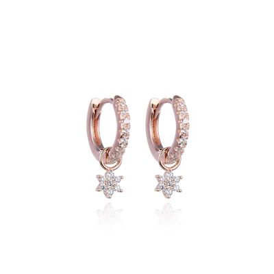 Drop flower hoop earrings - Pink