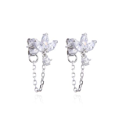 Marquise chain earrings - White