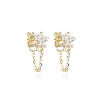Flower chain earrings - Yellow