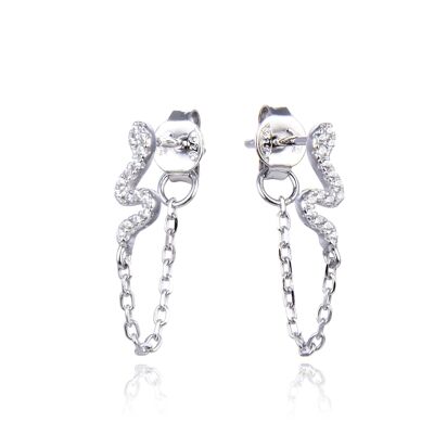 Snake chain earrings - White