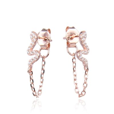 Snake chain earrings - Pink