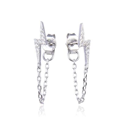 Lightning chain earrings - White