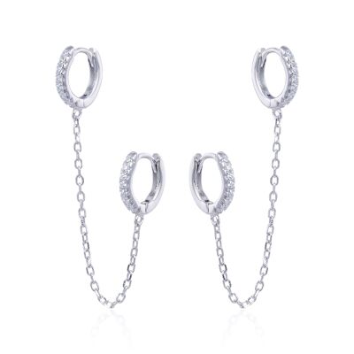 Hoop earrings with 2 ear holes - White