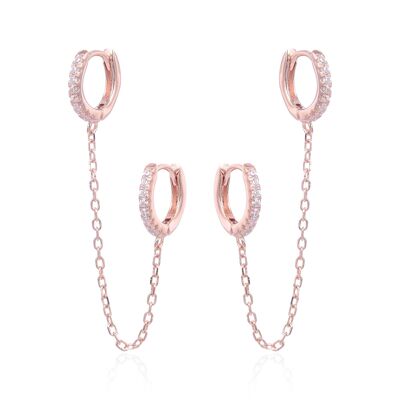 Hoop earrings with 2 ear holes - Pink
