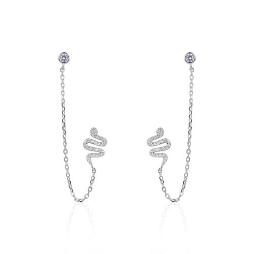 BO chaine serpent 2 trous oreille - Blanc