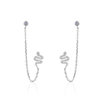 BO chaine serpent 2 trous oreille - Blanc