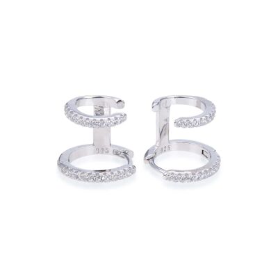 Double hoop earrings with 1 ear hole - White