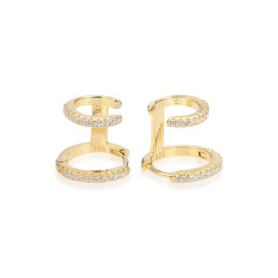 Double hoop earrings with 1 ear hole - Yellow