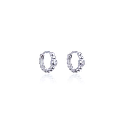 Mini ball hoop earrings - White