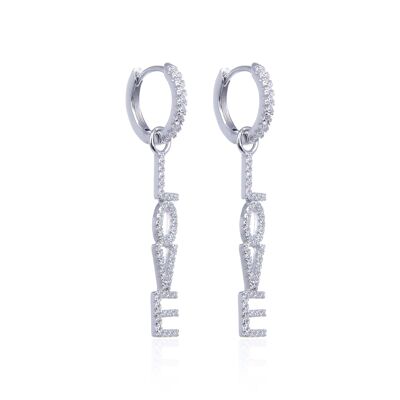 Pendientes aro LOVE - Blanco