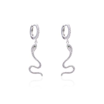Snake hoop earrings - White