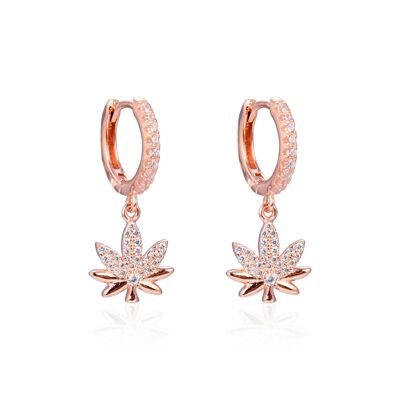 Leaf hoop earrings - Pink
