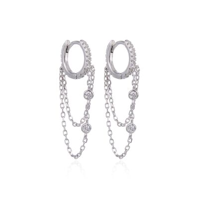 Chain hoop earrings - White