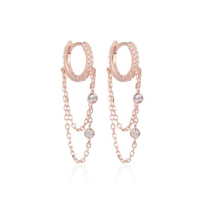 Chain hoop earrings - Pink