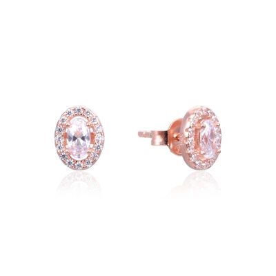 Oval stud earring - Pink