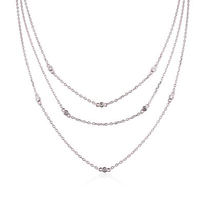 Bezel set multi row necklace -1