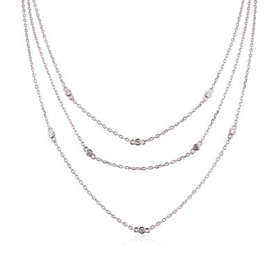 Bezel set multi-row necklace -2