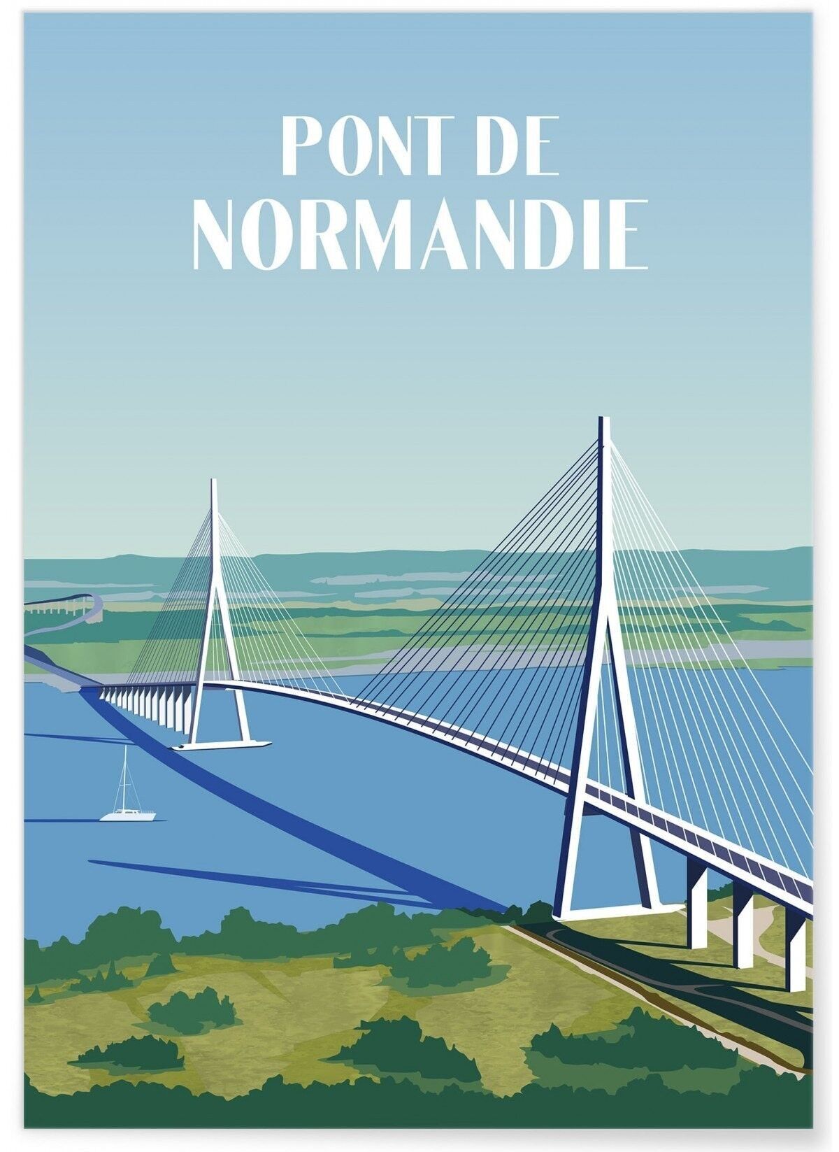 Illustratives Poster der Normandie-Brücke