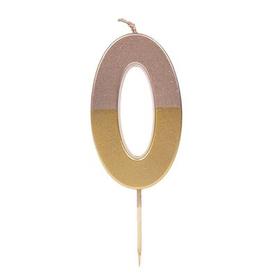 Candela di compleanno numero 0 in oro rosa