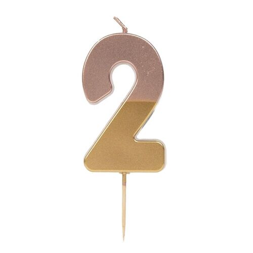 Rose Gold Number 2 Birthday Candle
