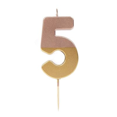 Rose Gold Number 5 Birthday Candle