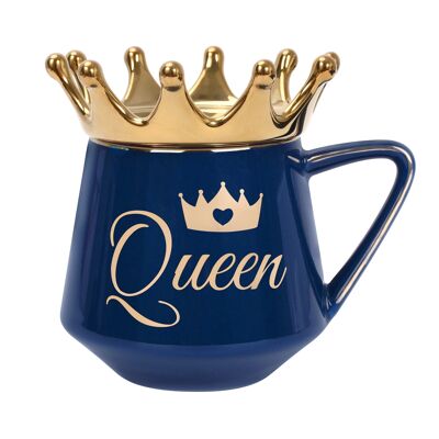 "Queen" Tasse Dunkelblau Goldene Krone