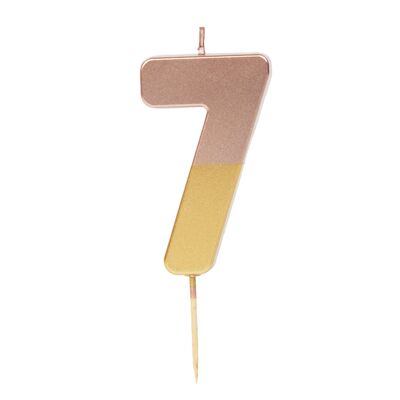Rose Gold Number 7 Birthday Candle