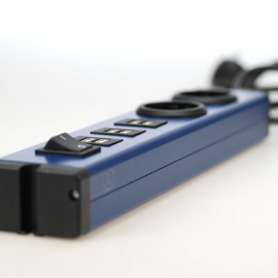 BODO design power strip (2-way + 6 USB-A) in pacific blue