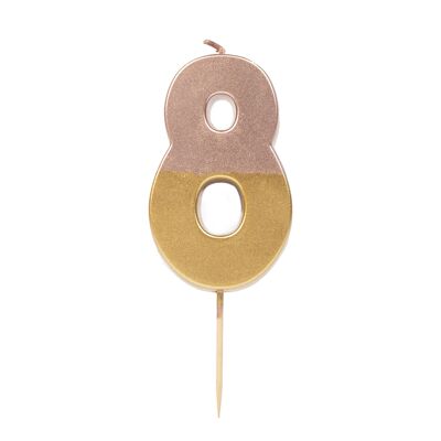 Rose Gold Number 8 Birthday Candle