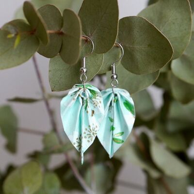 Origami earrings - Small mint leaves