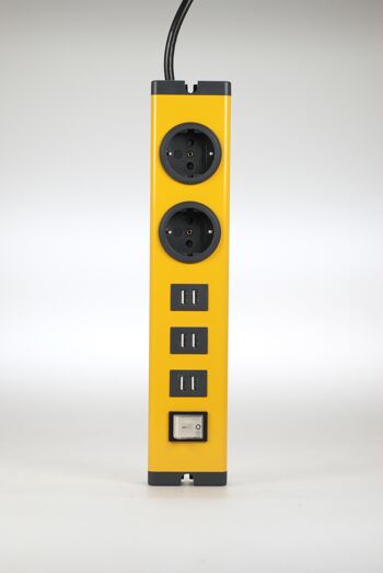 Bloc multiprise design BODO (2 voies + 6 USB-C) jaune curry 3