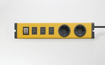 Bloc multiprise design BODO (2 voies + 6 USB-C) jaune curry 4