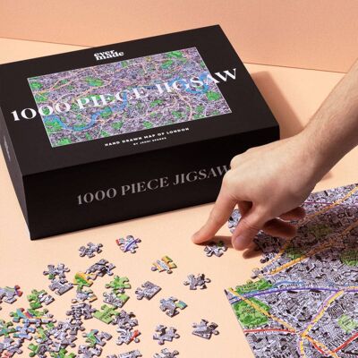 Carte de Londres dessinée à la main par un puzzle de 1000 pièces