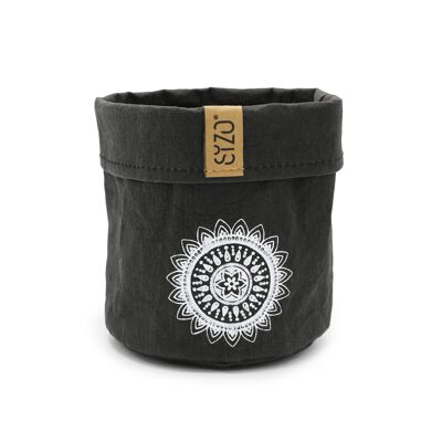 Bolsa de papel lavable SIZO Mandala Negra con forro impermeable biodegradable tamaño 13x13 cm