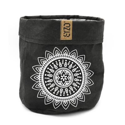 SIZO Washable Paper Bag Mandala Black with waterproof biodegradable liner 20x20 cm