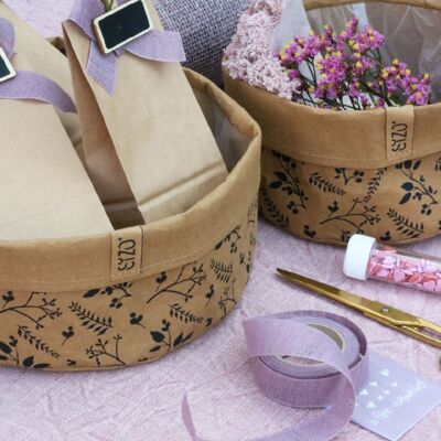 SIZO Washable Paper Bag Flower Natural with waterproof biodegradable liner Ø20/H10 cm